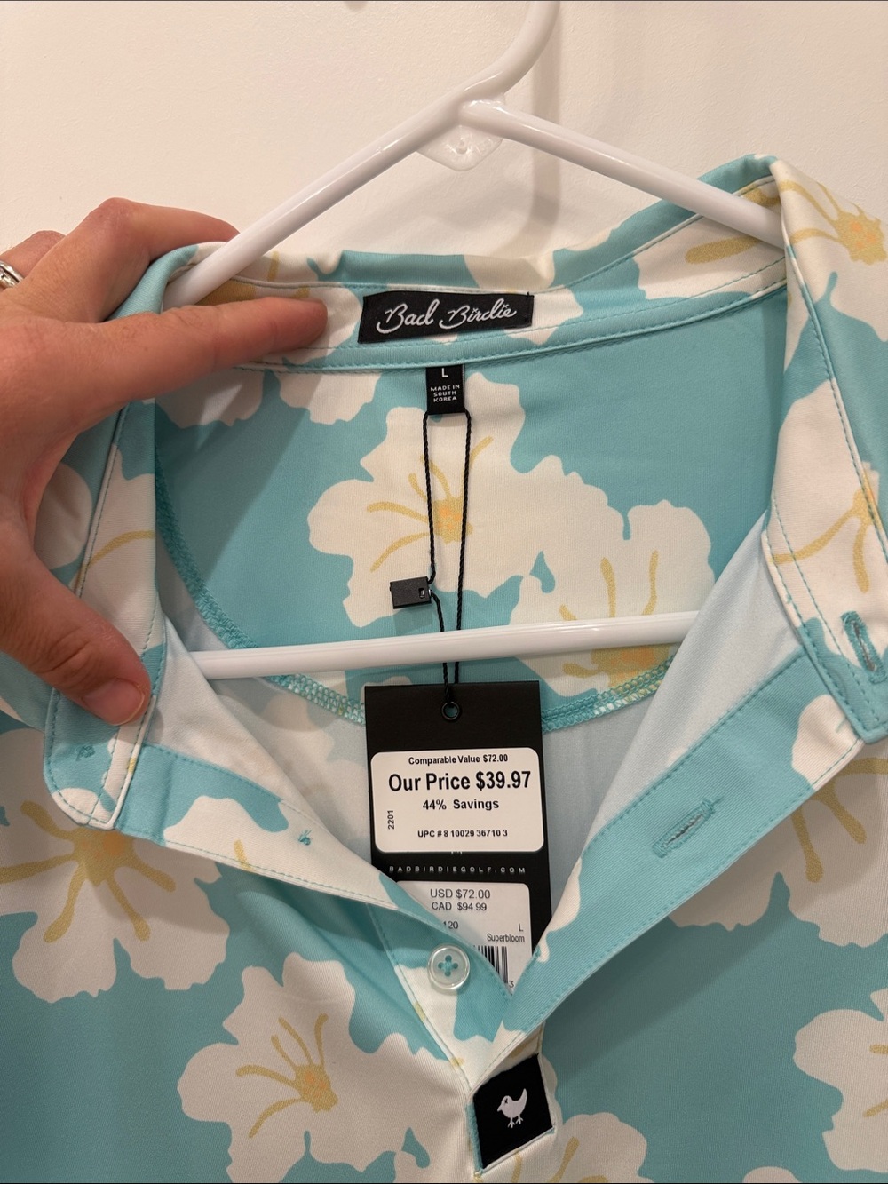 Bad Birdie Men’s Floral Golf Polo - Picture 3 of 4